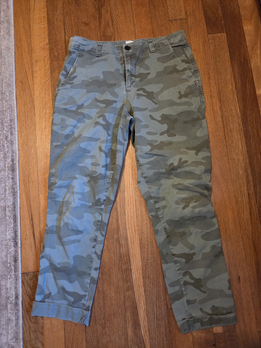 Womens Camo Cotton Chinos - Green